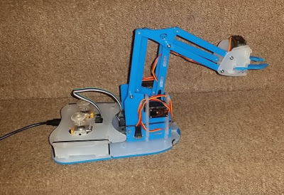 Assembled Mime Industried MeArm Pi robot arm