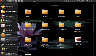Ubuntu Netbook Remix UNR Files and Folders